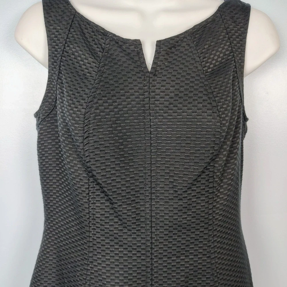 Talbots Petites Black Cotton Silk Blend Textured Sheath Dress 4P Sleeveless